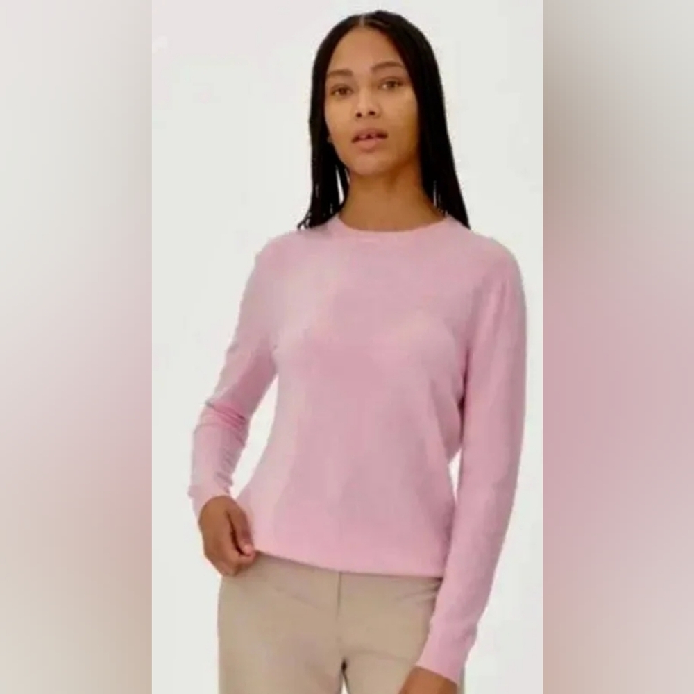 Tahari 100% 2-Ply Cashmere Crew Neck Long Sleeve Sweater Pastel Pink Size Large